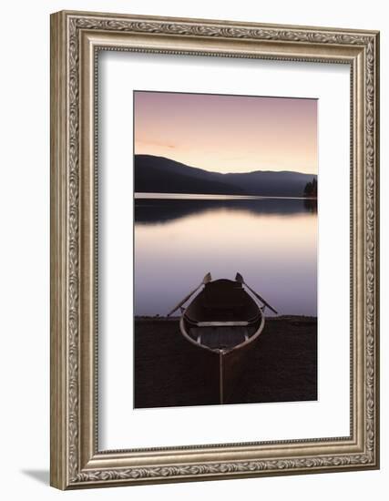 Oar boot on the Schluchsee at sundown, Black Forest, Baden-Wurttemberg, Germany-Markus Lange-Framed Photographic Print