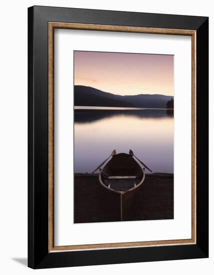 Oar boot on the Schluchsee at sundown, Black Forest, Baden-Wurttemberg, Germany-Markus Lange-Framed Photographic Print