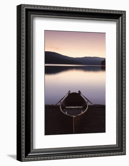 Oar boot on the Schluchsee at sundown, Black Forest, Baden-Wurttemberg, Germany-Markus Lange-Framed Photographic Print