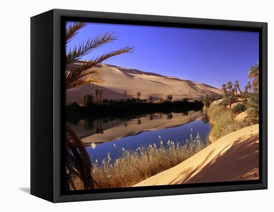Oasis at Um Al Ma salt lake, Sahara desert, Ubari, Libya-Frans Lemmens-Framed Premier Image Canvas