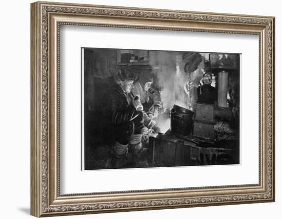 'Oates and Meares at the Blubber Stove in the Stables', Antarctica, 1911-Herbert Ponting-Framed Photographic Print