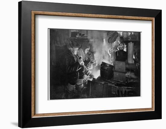 'Oates and Meares at the Blubber Stove in the Stables', Antarctica, 1911-Herbert Ponting-Framed Photographic Print