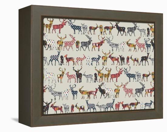 Oatmeal Spice Deer-Sharon Turner-Framed Stretched Canvas