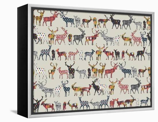 Oatmeal Spice Deer-Sharon Turner-Framed Stretched Canvas