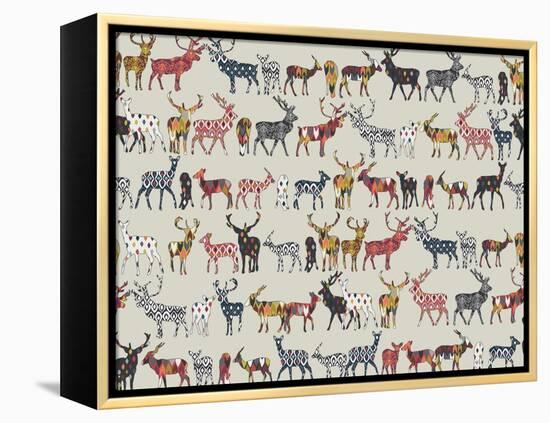 Oatmeal Spice Deer-Sharon Turner-Framed Stretched Canvas