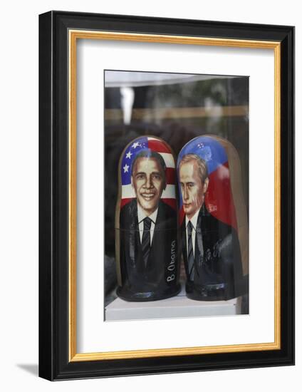 Obama and Putin Nesting Dolls in a Window in a Shop, Tallinn, Estonia-Dennis Brack-Framed Photographic Print