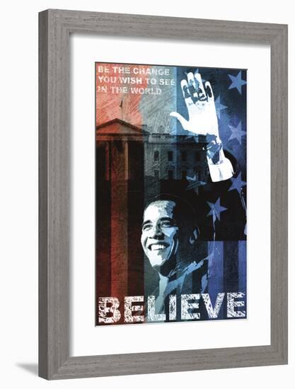 Obama: Believe-Keith Mallett-Framed Giclee Print