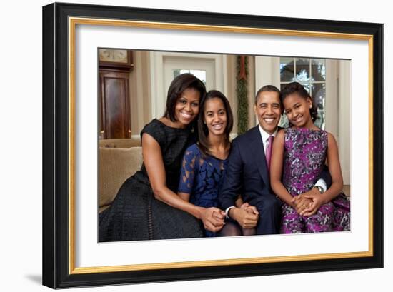 Obama Family Portrait, Dec. 11, 2011.-null-Framed Photo