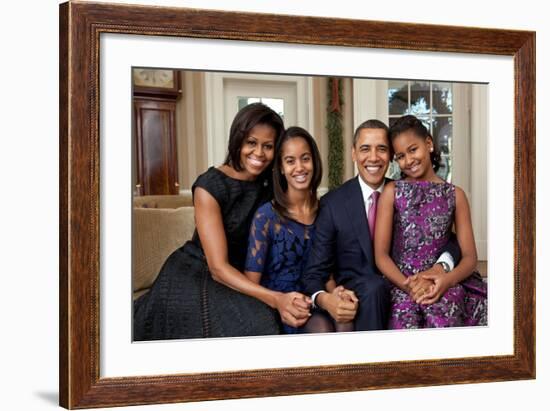 Obama Family Portrait, Dec. 11, 2011.-null-Framed Photo