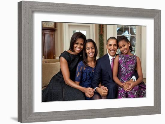 Obama Family Portrait, Dec. 11, 2011.-null-Framed Premium Photographic Print