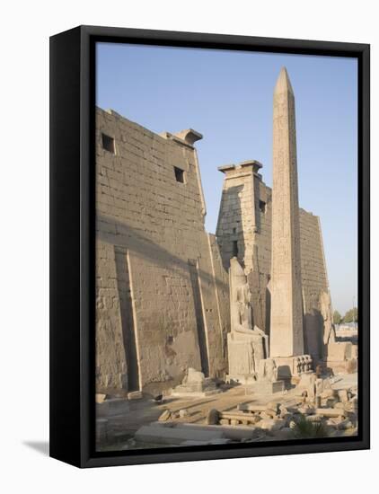 Obelisk and Pylon of Ramesses II, Luxor Temple, Luxor, Thebes, Egypt-Philip Craven-Framed Premier Image Canvas