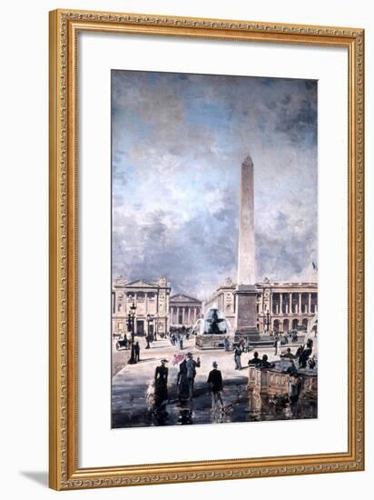 Obelisk of Luxor and the Place De La Concorde, 1891-Emmanuel Lansyer-Framed Giclee Print