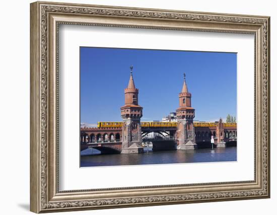 Oberbaum Bridge between Kreuzberg and Friedrichshain, Metro Line 1, Spree River, Berlin, Germany, E-Markus Lange-Framed Photographic Print