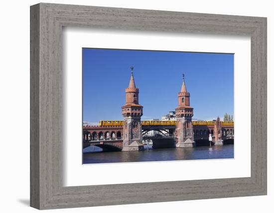 Oberbaum Bridge between Kreuzberg and Friedrichshain, Metro Line 1, Spree River, Berlin, Germany, E-Markus Lange-Framed Photographic Print
