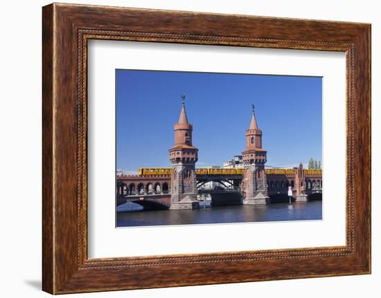 Oberbaum Bridge between Kreuzberg and Friedrichshain, Metro Line 1, Spree River, Berlin, Germany, E-Markus Lange-Framed Photographic Print