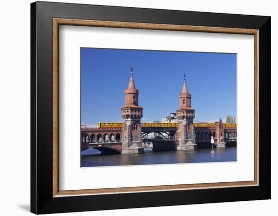 Oberbaum Bridge between Kreuzberg and Friedrichshain, Metro Line 1, Spree River, Berlin, Germany, E-Markus Lange-Framed Photographic Print