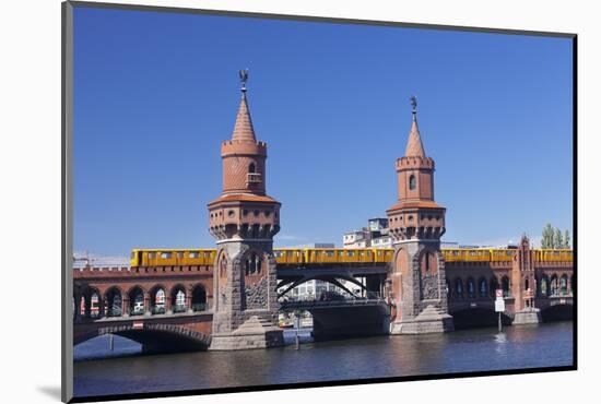 Oberbaum Bridge between Kreuzberg and Friedrichshain, Metro Line 1, Spree River, Berlin, Germany, E-Markus Lange-Mounted Photographic Print