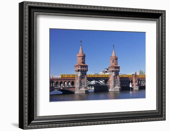 Oberbaum Bridge between Kreuzberg and Friedrichshain, Metro Line 1, Spree River, Berlin, Germany, E-Markus Lange-Framed Photographic Print