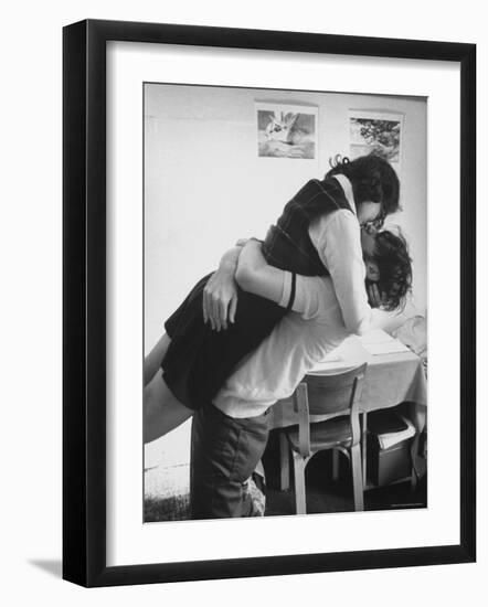 Oberlin College Students Kissing in a Co-Ed Dorm-Bill Ray-Framed Photographic Print