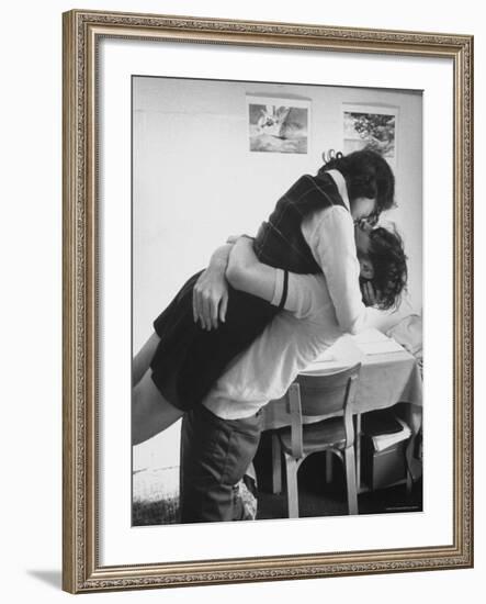 Oberlin College Students Kissing in a Co-Ed Dorm-Bill Ray-Framed Photographic Print