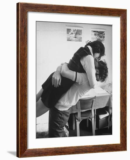 Oberlin College Students Kissing in a Co-Ed Dorm-Bill Ray-Framed Photographic Print