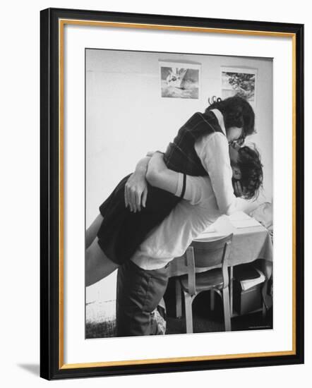 Oberlin College Students Kissing in a Co-Ed Dorm-Bill Ray-Framed Photographic Print