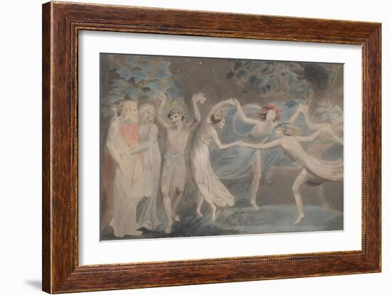 Oberon, Titania and Puck with Fairies Dancing-William Blake-Framed Giclee Print