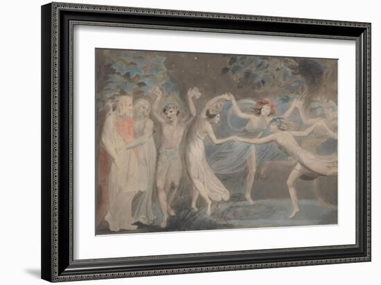 Oberon, Titania and Puck with Fairies Dancing-William Blake-Framed Giclee Print