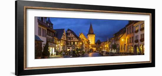 Oberturm Tower in Gengenbach's Picturesque Altstad Illuminated at Dusk, Black Forest, Germany-Doug Pearson-Framed Photographic Print