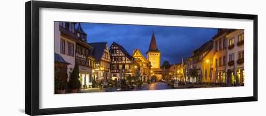 Oberturm Tower in Gengenbach's Picturesque Altstad Illuminated at Dusk, Black Forest, Germany-Doug Pearson-Framed Photographic Print