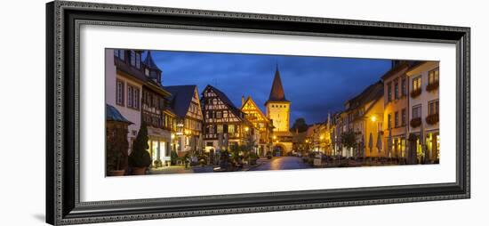 Oberturm Tower in Gengenbach's Picturesque Altstad Illuminated at Dusk, Black Forest, Germany-Doug Pearson-Framed Photographic Print