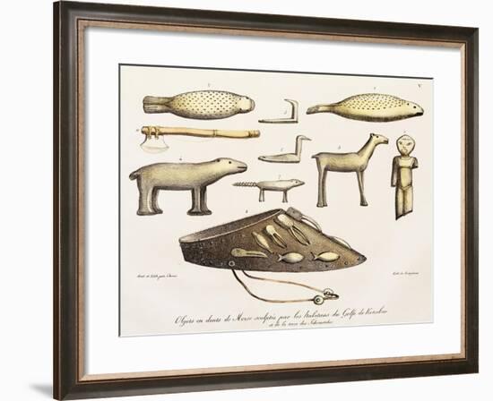 Objects Carved from Walrus Tooth by Gulf of Kotzebue and Cuctchis Inhabitants-Louis Choris-Framed Giclee Print