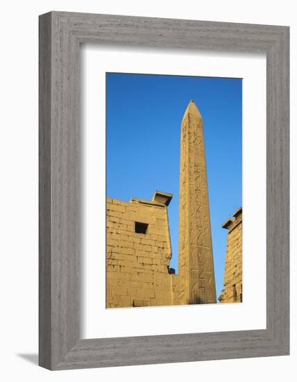 Oblelisk at temple entrance, Luxor Temple, UNESCO World Heritage Site, Luxor, Egypt, North Africa, -Jane Sweeney-Framed Photographic Print