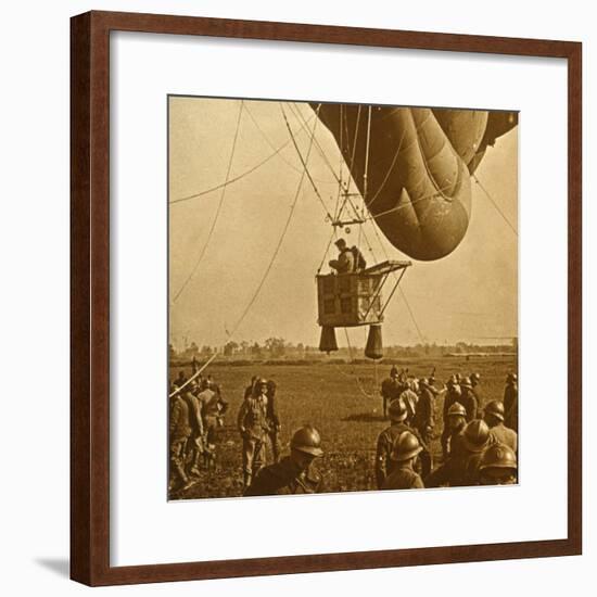 Observation of enemy positions from a barrage balloon, c1914-c1918-Unknown-Framed Photographic Print