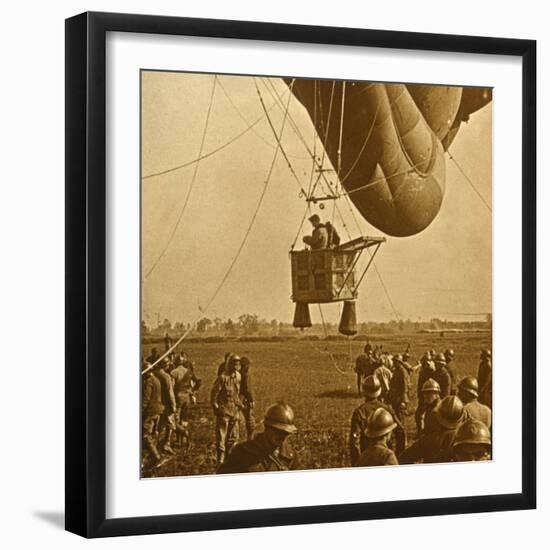 Observation of enemy positions from a barrage balloon, c1914-c1918-Unknown-Framed Photographic Print