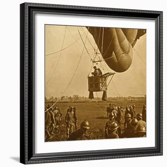 Observation of enemy positions from a barrage balloon, c1914-c1918-Unknown-Framed Photographic Print