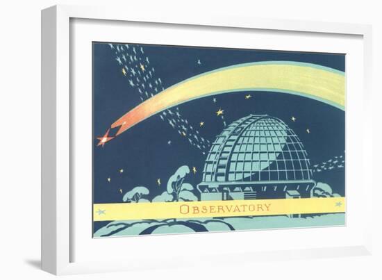 Observatory and Comet-null-Framed Giclee Print