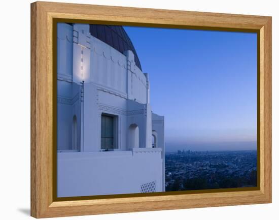 Observatory with Downtown at Dusk, Griffith Park Observatory, Los Angeles, California, USA-null-Framed Premier Image Canvas