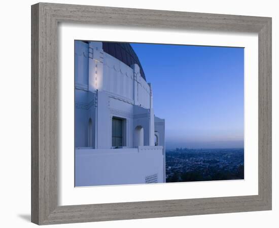 Observatory with Downtown at Dusk, Griffith Park Observatory, Los Angeles, California, USA-null-Framed Photographic Print