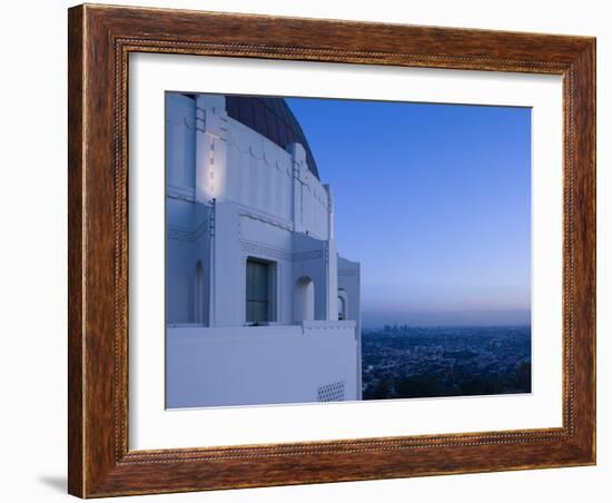 Observatory with Downtown at Dusk, Griffith Park Observatory, Los Angeles, California, USA-null-Framed Photographic Print