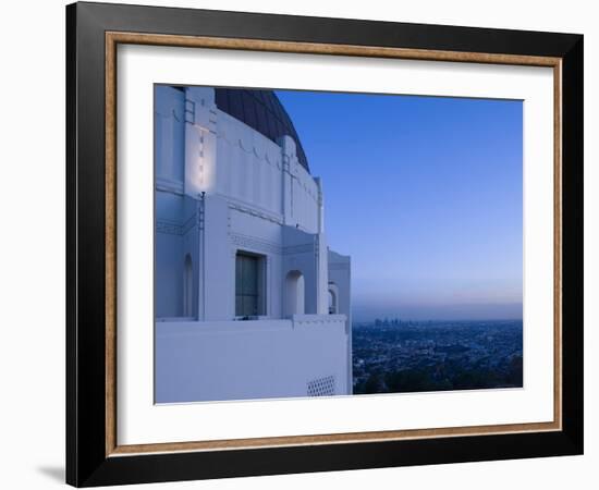 Observatory with Downtown at Dusk, Griffith Park Observatory, Los Angeles, California, USA-null-Framed Photographic Print