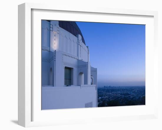 Observatory with Downtown at Dusk, Griffith Park Observatory, Los Angeles, California, USA-null-Framed Photographic Print