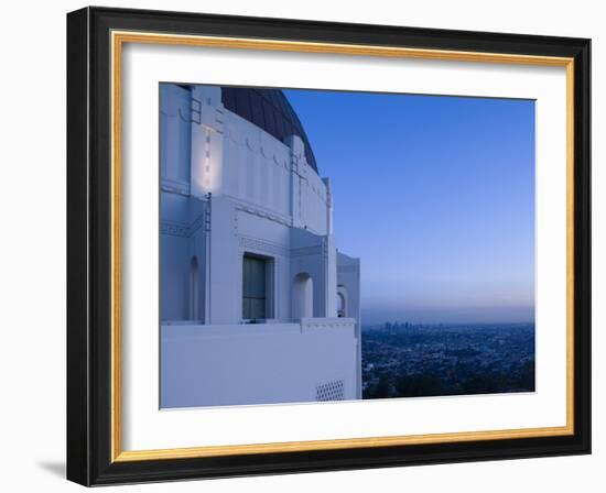 Observatory with Downtown at Dusk, Griffith Park Observatory, Los Angeles, California, USA-null-Framed Photographic Print