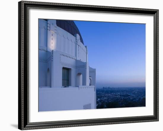 Observatory with Downtown at Dusk, Griffith Park Observatory, Los Angeles, California, USA-null-Framed Photographic Print