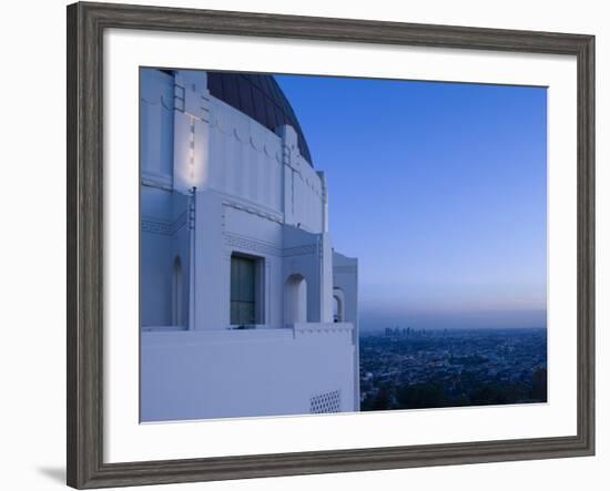 Observatory with Downtown at Dusk, Griffith Park Observatory, Los Angeles, California, USA-null-Framed Photographic Print