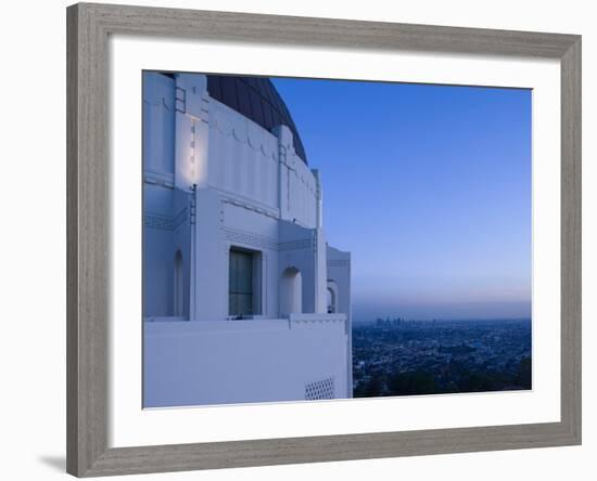 Observatory with Downtown at Dusk, Griffith Park Observatory, Los Angeles, California, USA-null-Framed Photographic Print