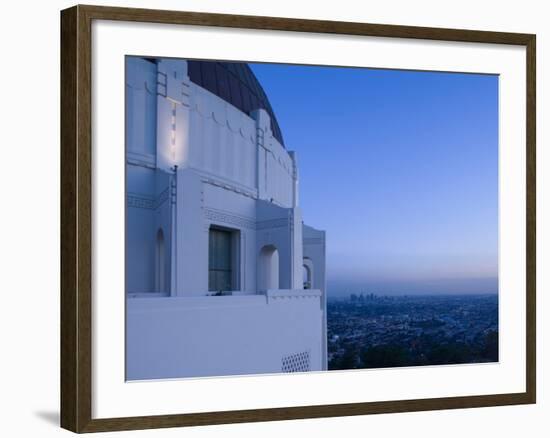 Observatory with Downtown at Dusk, Griffith Park Observatory, Los Angeles, California, USA-null-Framed Photographic Print