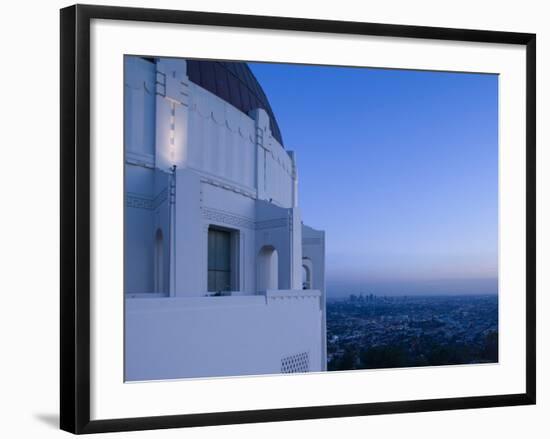 Observatory with Downtown at Dusk, Griffith Park Observatory, Los Angeles, California, USA-null-Framed Photographic Print