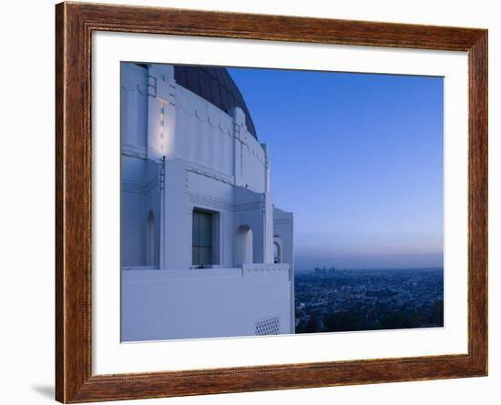 Observatory with Downtown at Dusk, Griffith Park Observatory, Los Angeles, California, USA-null-Framed Photographic Print