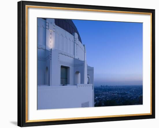 Observatory with Downtown at Dusk, Griffith Park Observatory, Los Angeles, California, USA-null-Framed Photographic Print